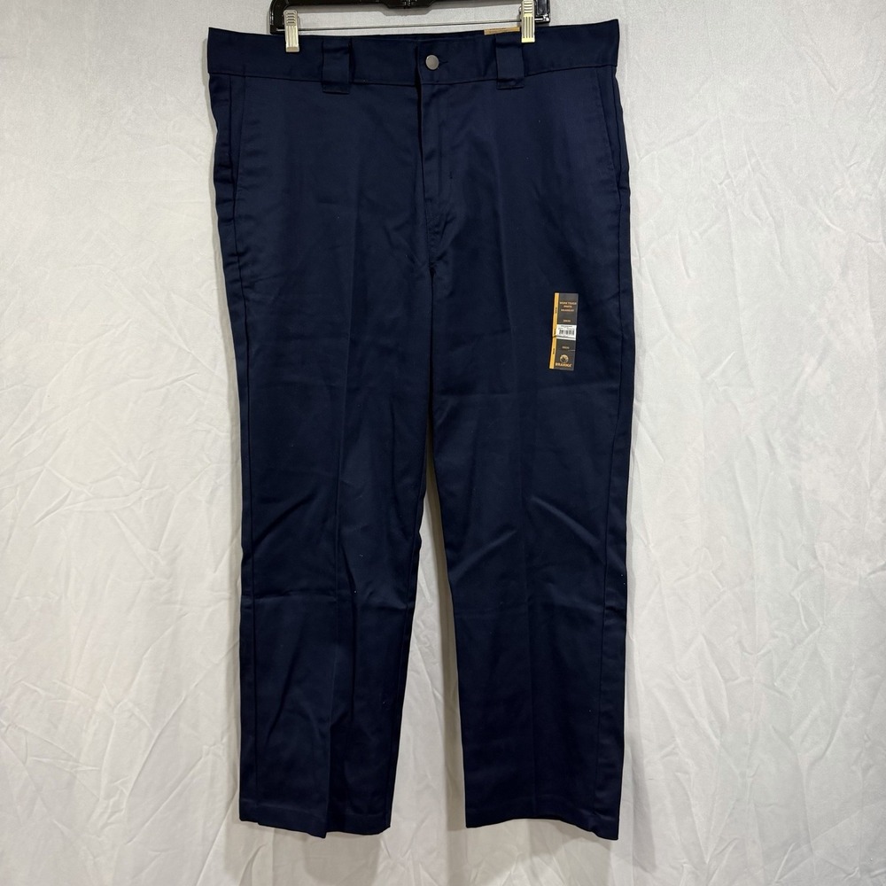Brahma Work Tough Pants Relaxed Fit Navy Blue Size 38x30 Chino Khaki Workwear